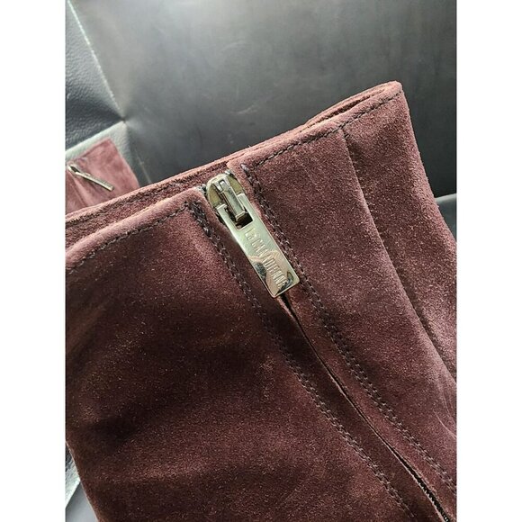 LA CANADIENNE Women's 9M JoJo Ankle Boots Suede Bordo Maroon Burgundy $525 - Picture 9 of 10